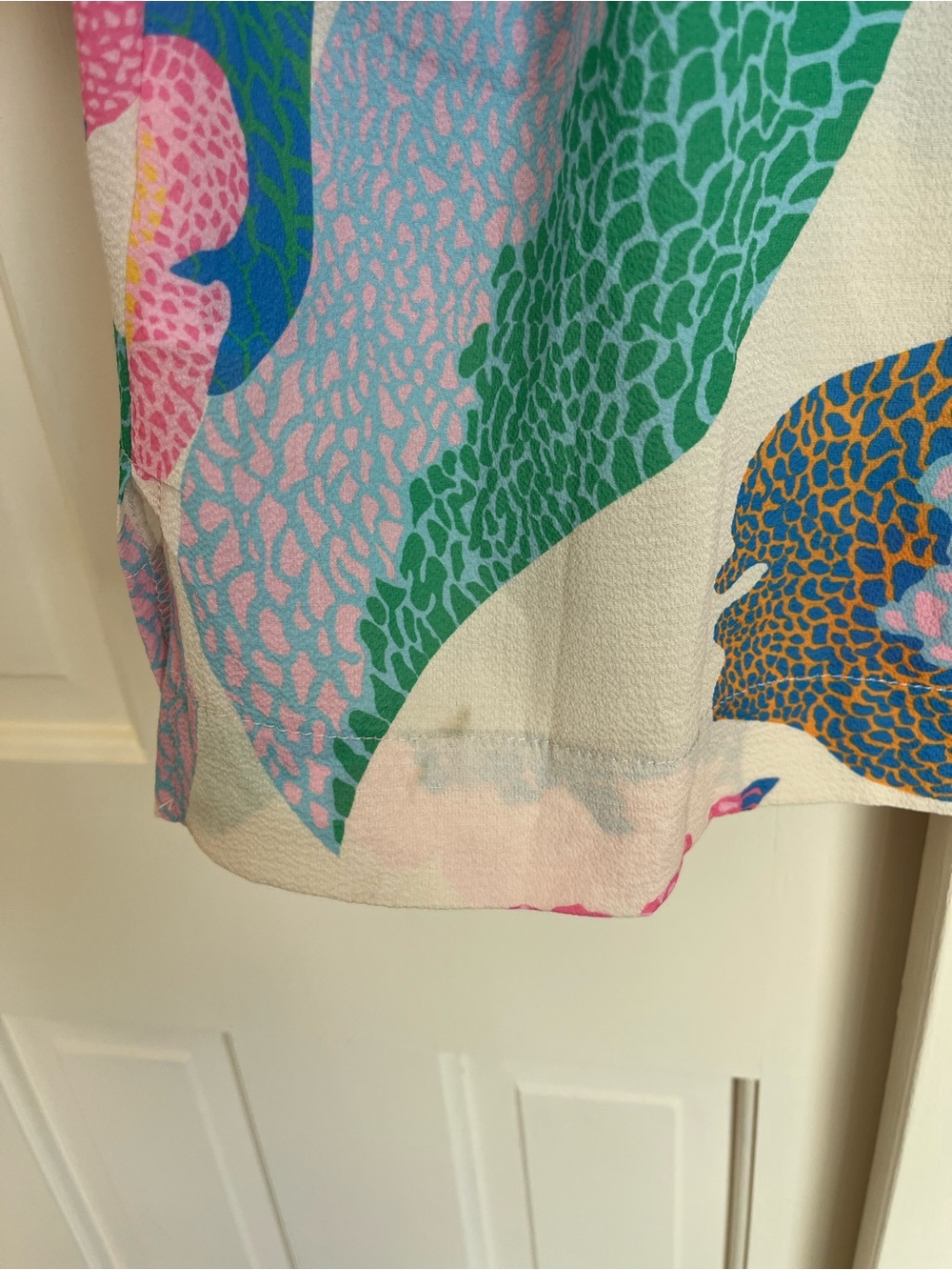 Umgee Cream Floral Puff Sleeve Blouse with Pink & Blue Accents - Picture 4 of 5